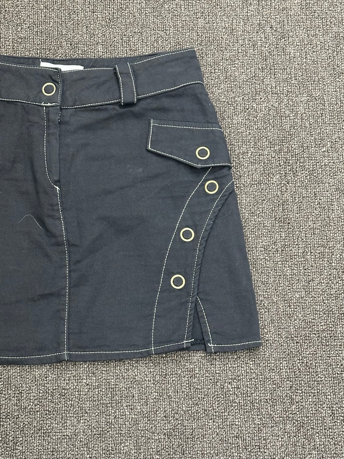 S)Japanese vintage 포켓 아일렛 디테일 트임 미니 스커트 상품이미지2