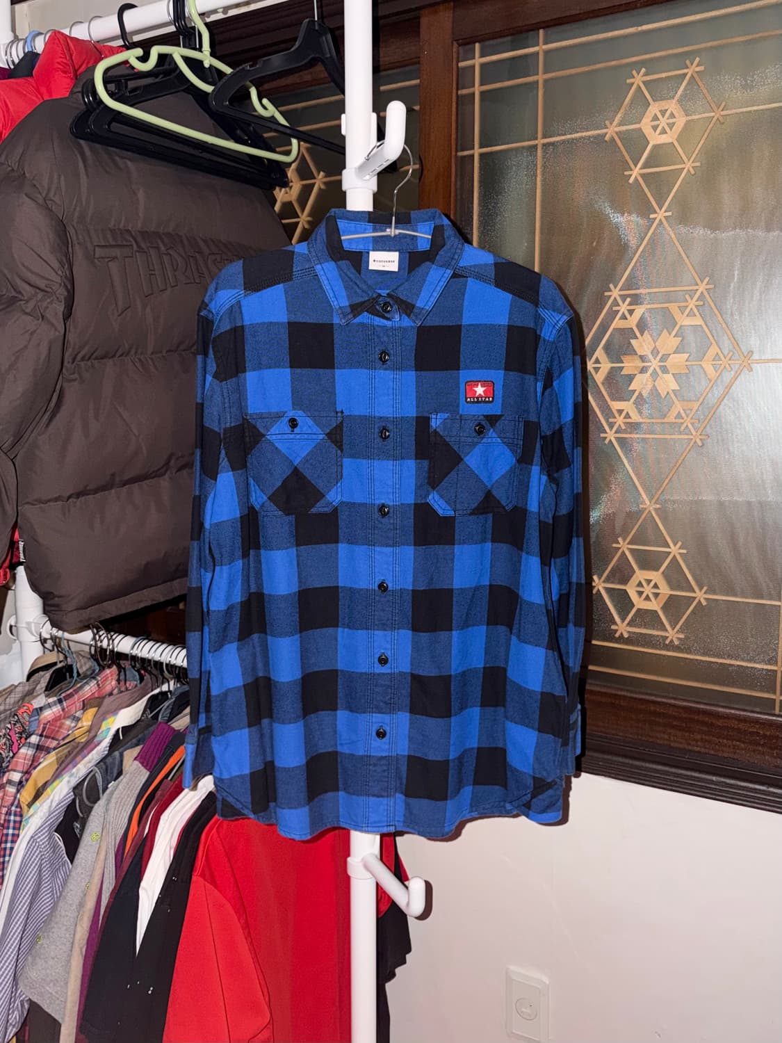 컨버스 재팬 투포켓 체크 플란넬 셔츠 블루 상품이미지1