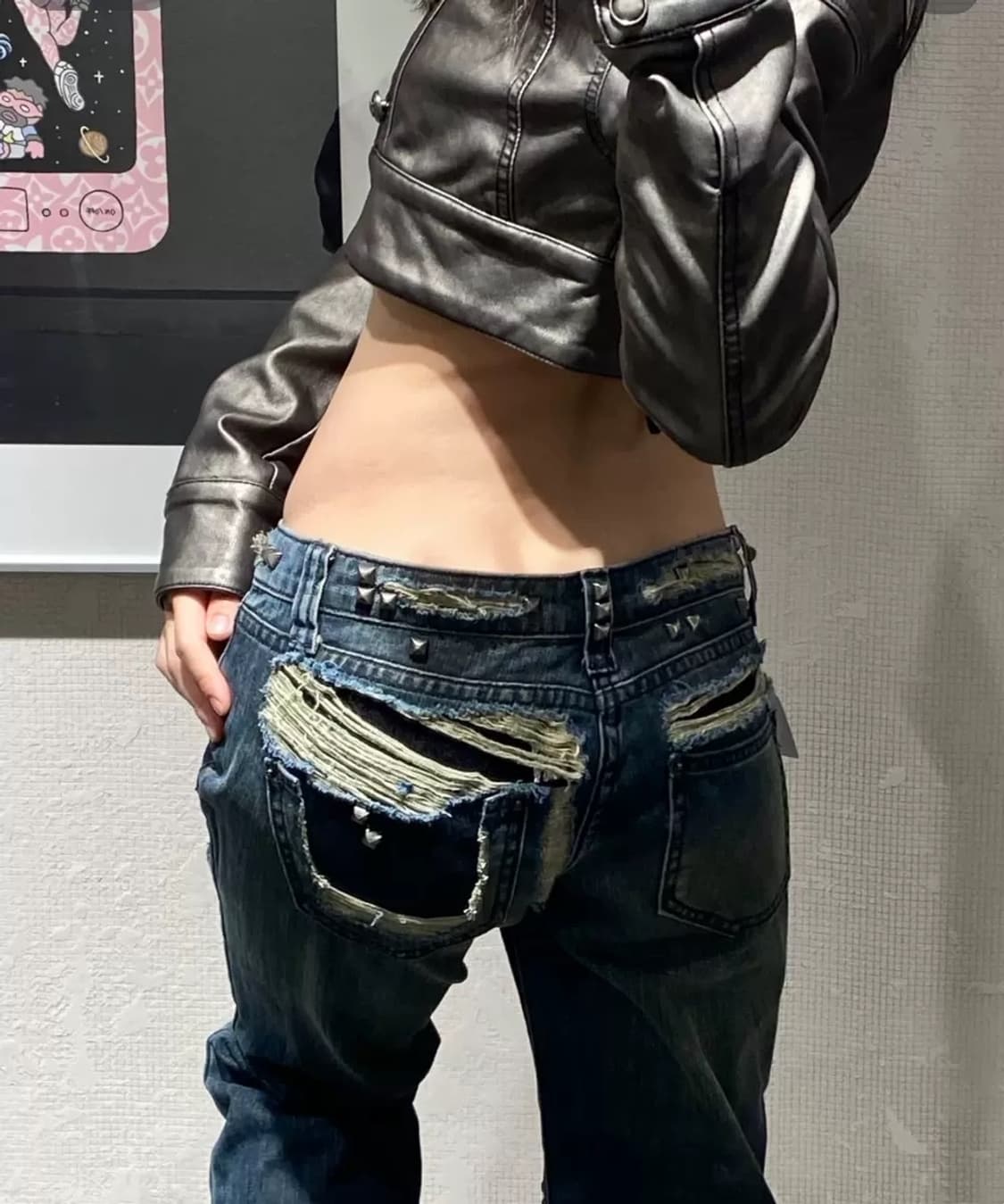 빈티지무드 스터드 찢청  상품이미지6