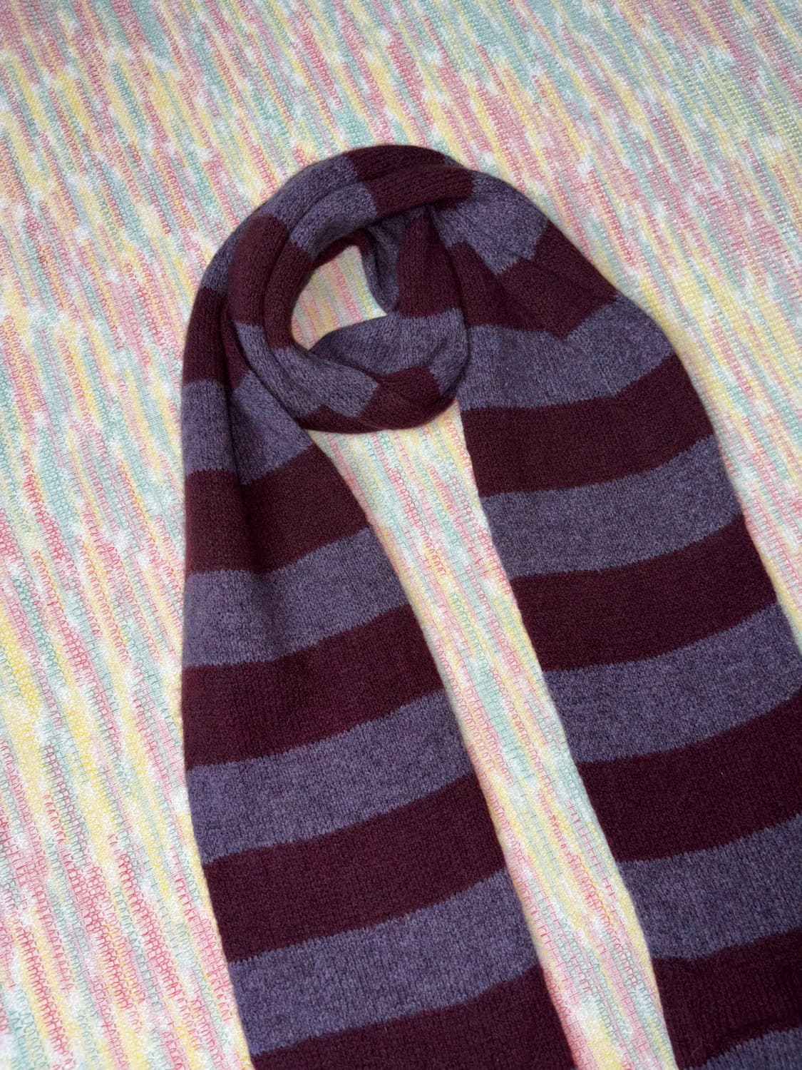 퍼플 버건디 스트라이프 머플러 상품이미지2