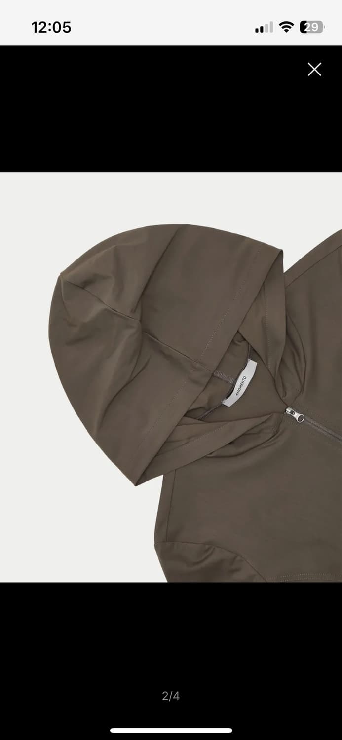 아모멘토 SLIM FIT HOODED ZIP-UP_BROWN 상품이미지2