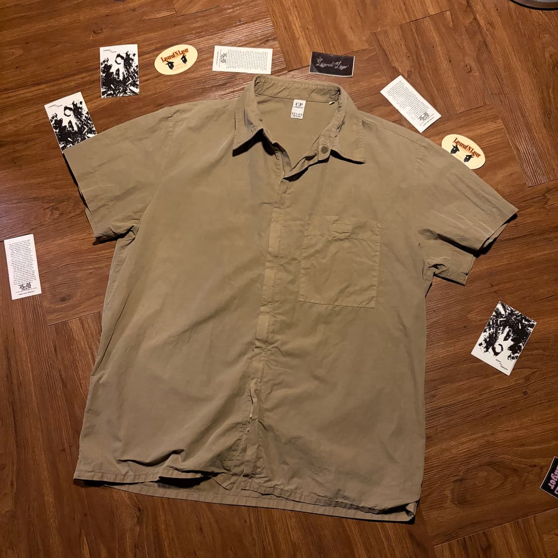 90S CP COMPANY 릴렉스 베이지 집업 하프 셔츠 상품이미지2
