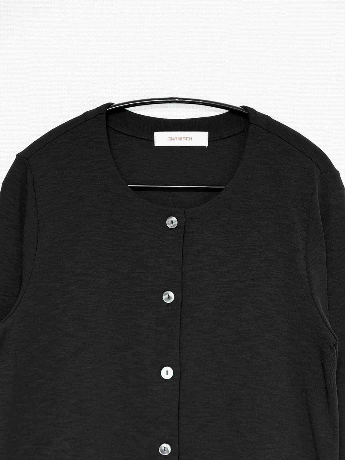 Round Neck Soft Cardigan - Black 상품이미지5