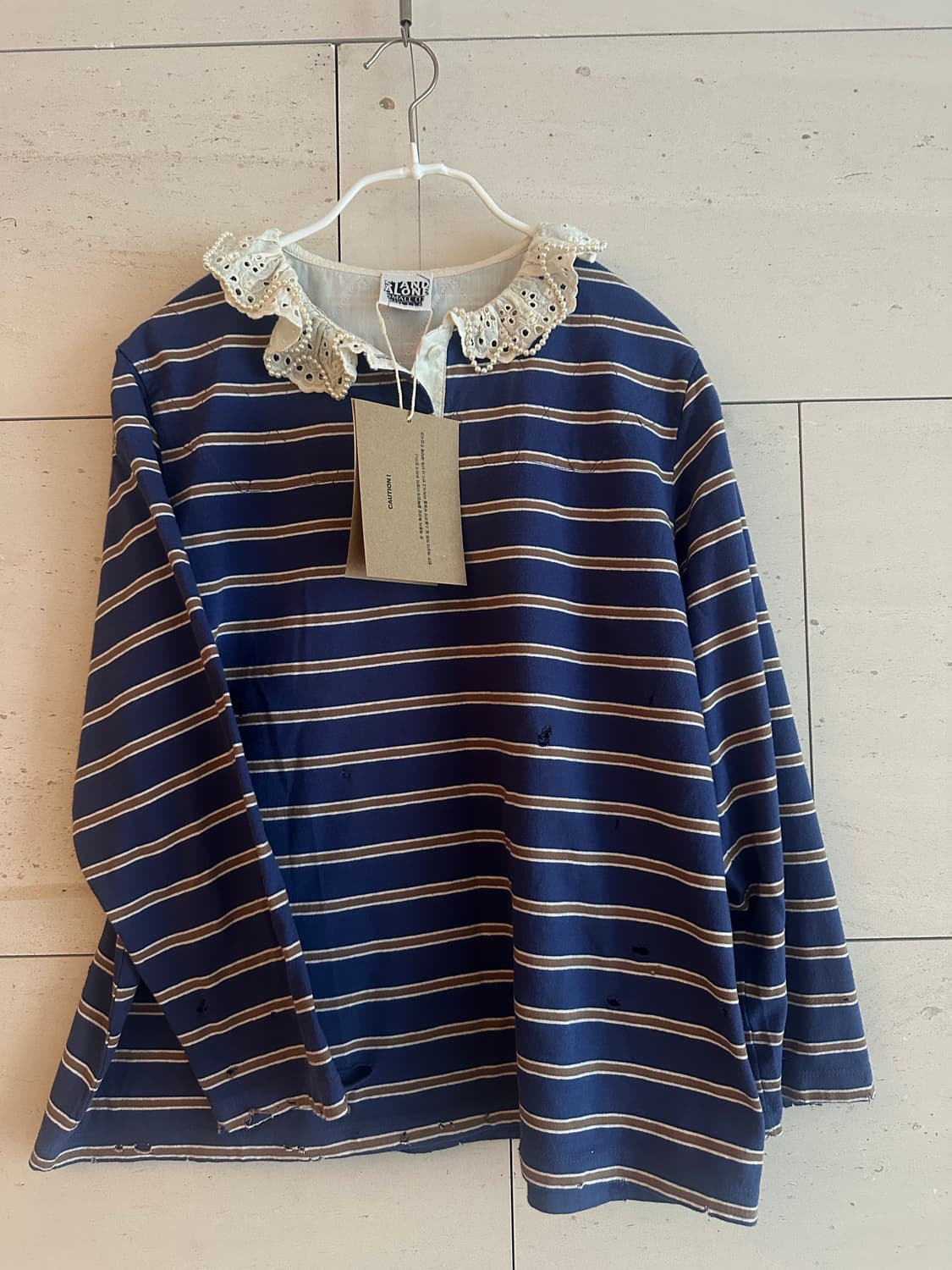 (택 있는 새상품) STANDALONE 레이스 스트라이프 폴로 상품이미지4