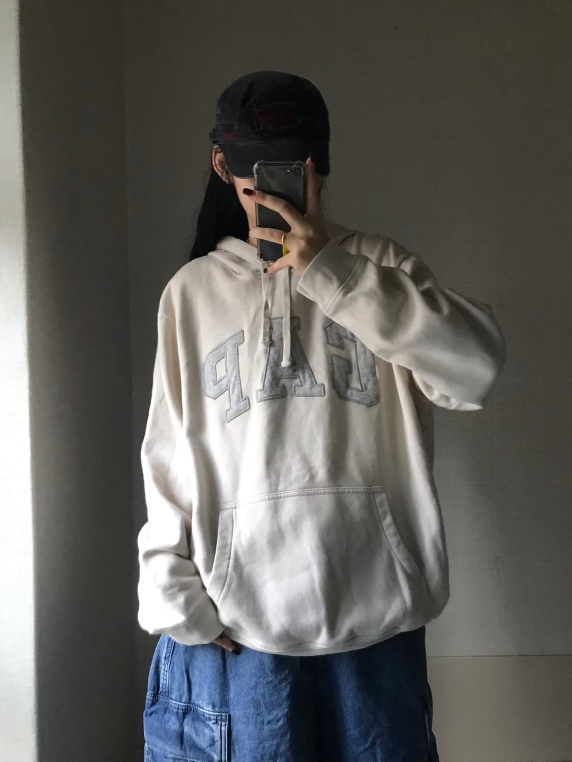 갭 아이보리 오버핏 후드티 상품이미지3