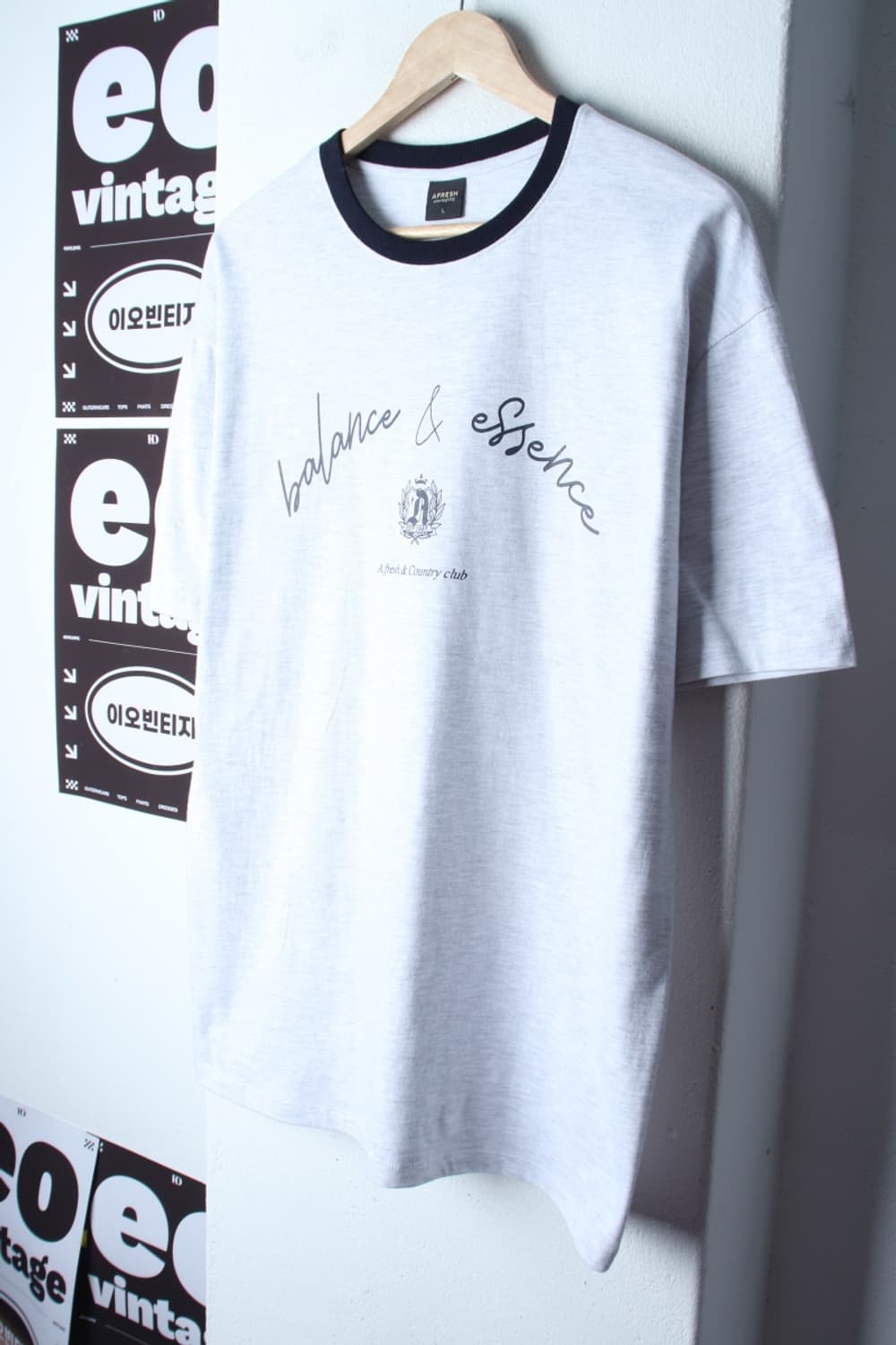 (L-XL) 어프레쉬 반팔 티셔츠 레터링 멜란지 화이트-H3H33765 상품이미지1