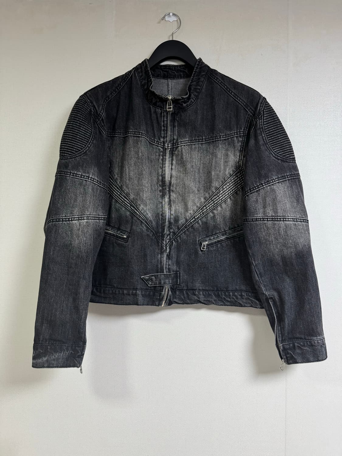 미나브 바이커 데님 자켓 - 블랙 XL 상품이미지4