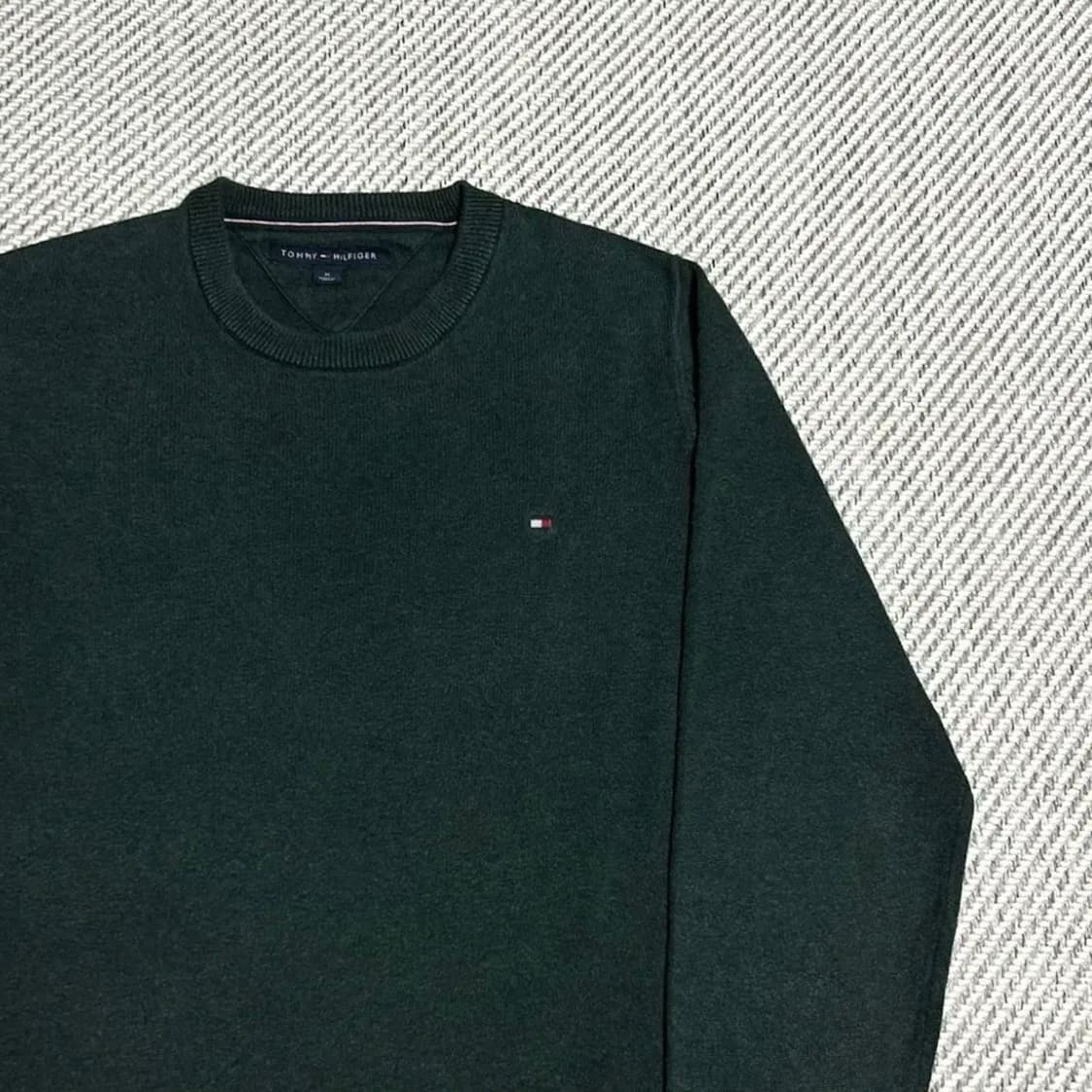 [S] Tommy 타미힐피거 그린 라운드 코튼 니트 상품이미지3