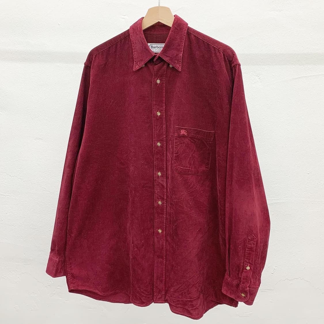 버버리 버건디 로고 코듀로이 셔츠 상품이미지1