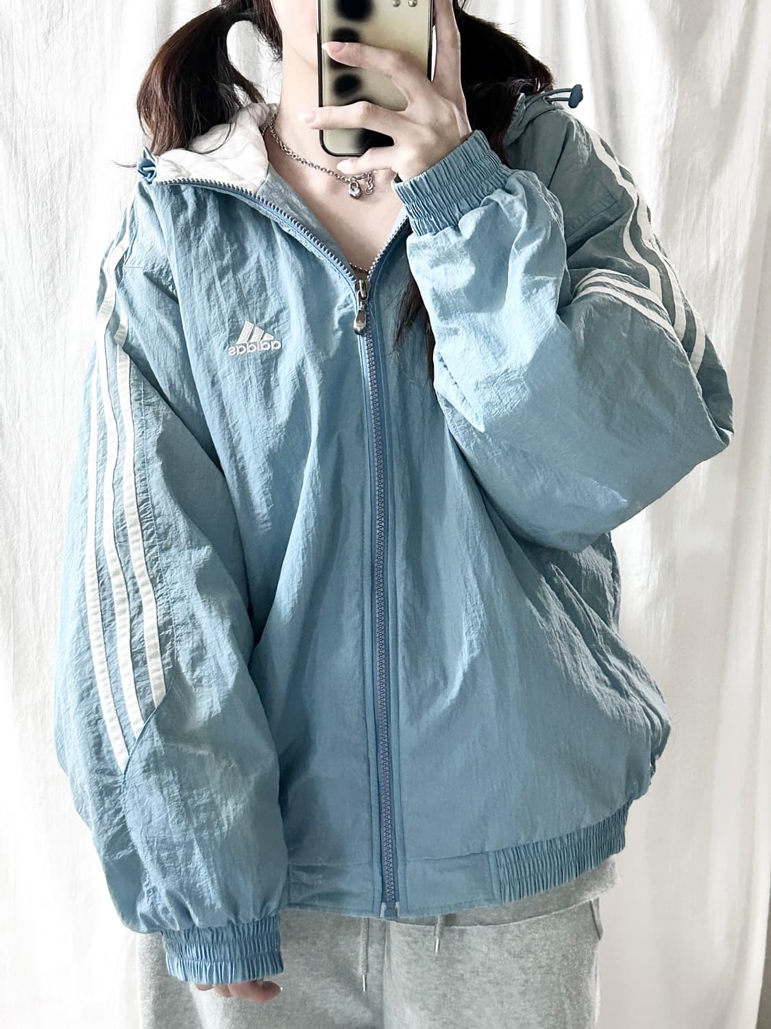 아디다스 90‘s 뮤트하늘 삼선 누빔자켓 상품이미지3