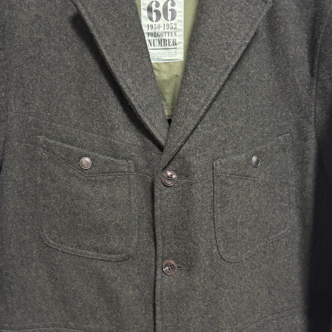 이스트로그 멜톤 울 밀리터리 블레이저 자켓 / 올리브, L 상품이미지5