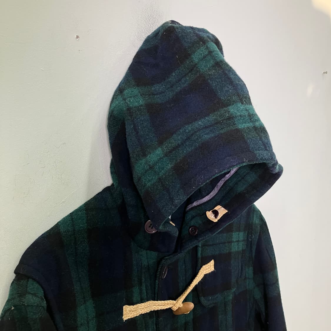 Double Shock 체크 울 더플 롱코트 L 상품이미지5