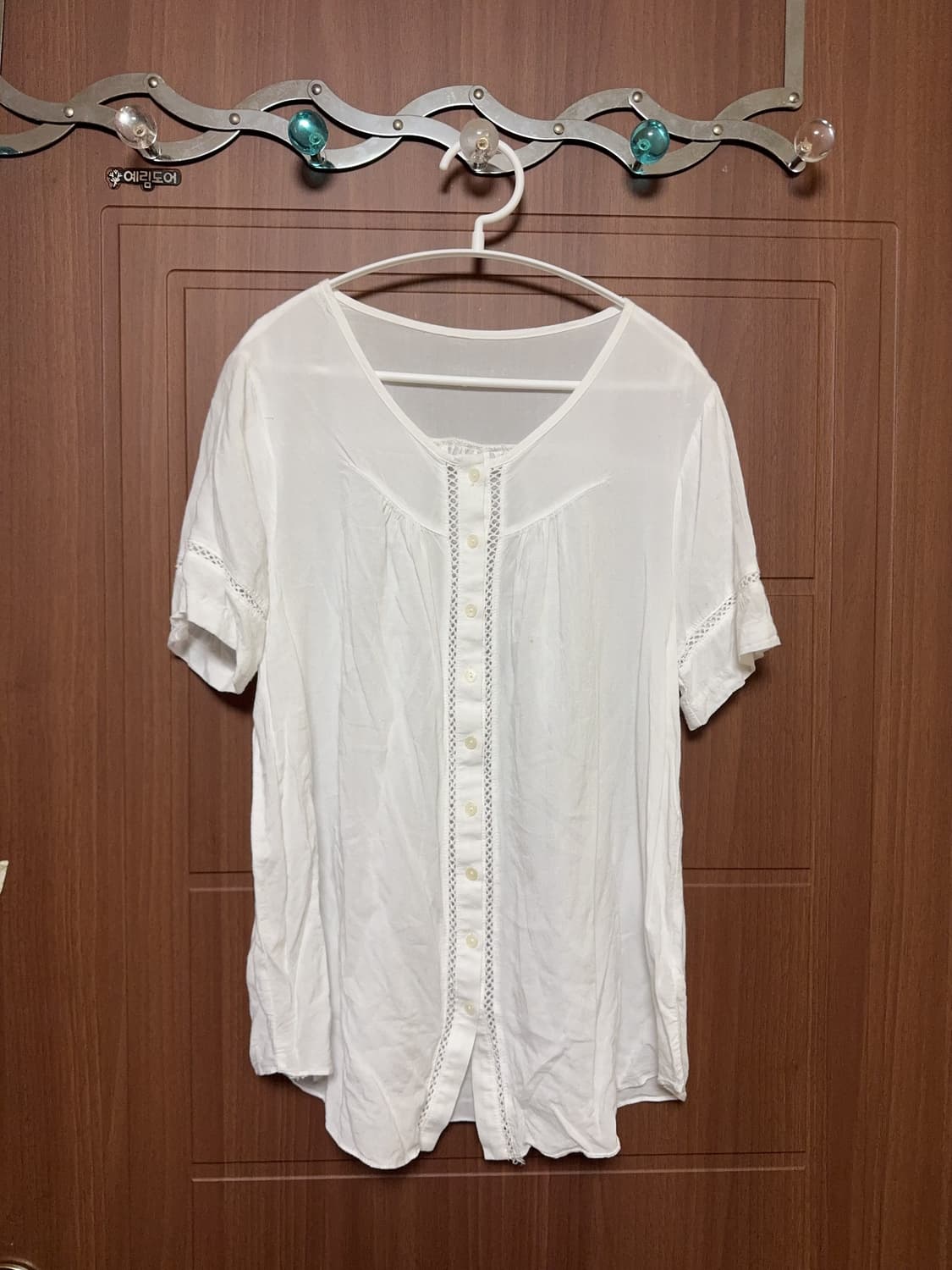 모리걸 하구미 일본 빈티지 아오이유우 화이트 레이스 반팔 블라우스 상품이미지1