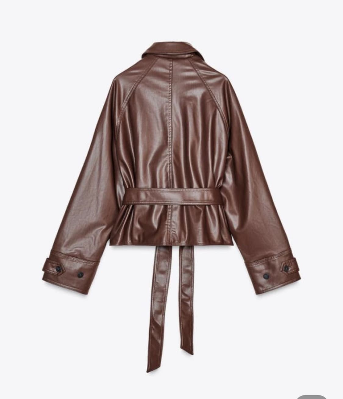 Zara 숏 FAUX LEATHER 트렌치 코트 브라운 상품이미지3