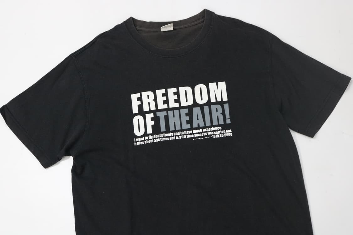 힐크롭 빈티지 FREEDOM 레터링 블랙 반팔 티셔츠 (LL) 상품이미지3
