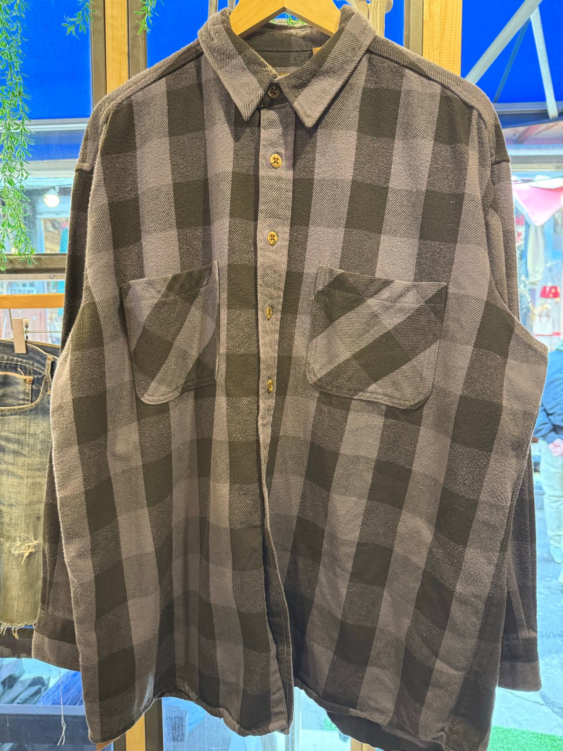 세인트존스베이 블랙 앤 그레이 버팔로 체크 플란넬 셔츠 상품이미지1