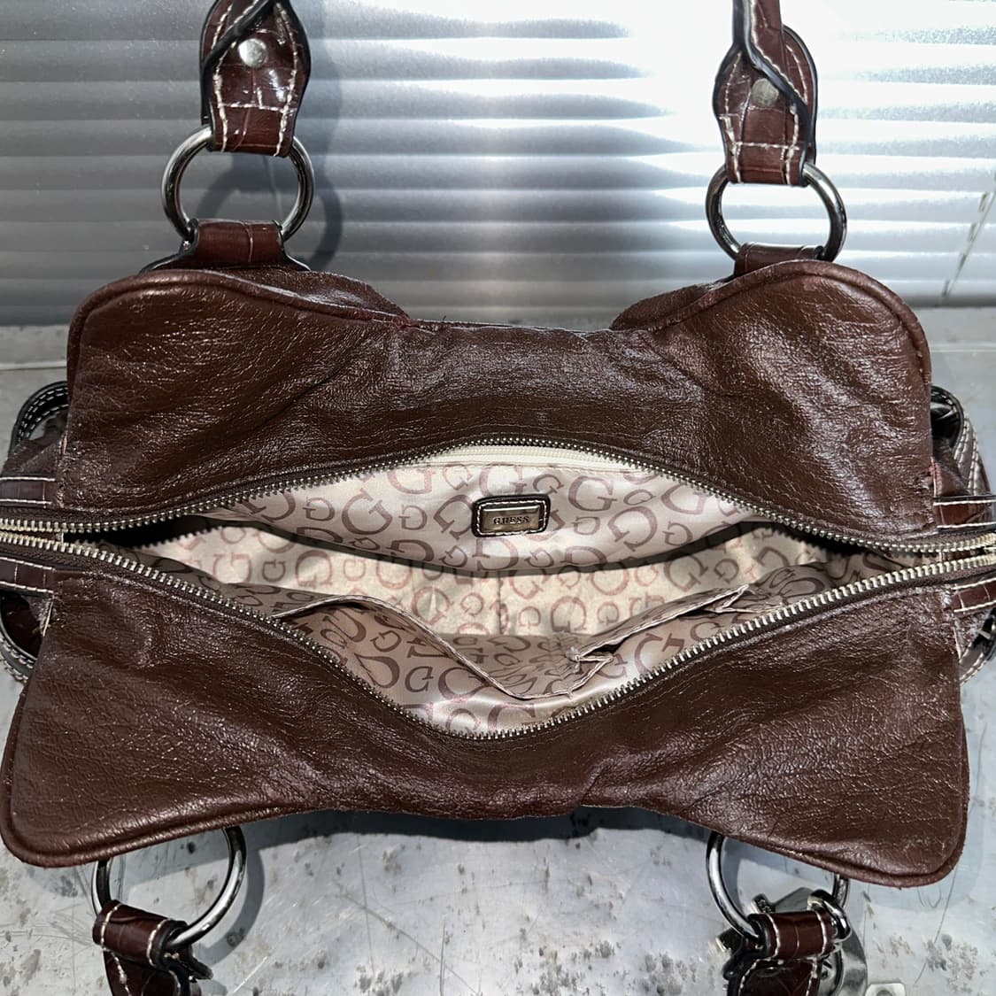 00s 게스 컬렉션 XL 레더 폴드오버 빅백 상품이미지6