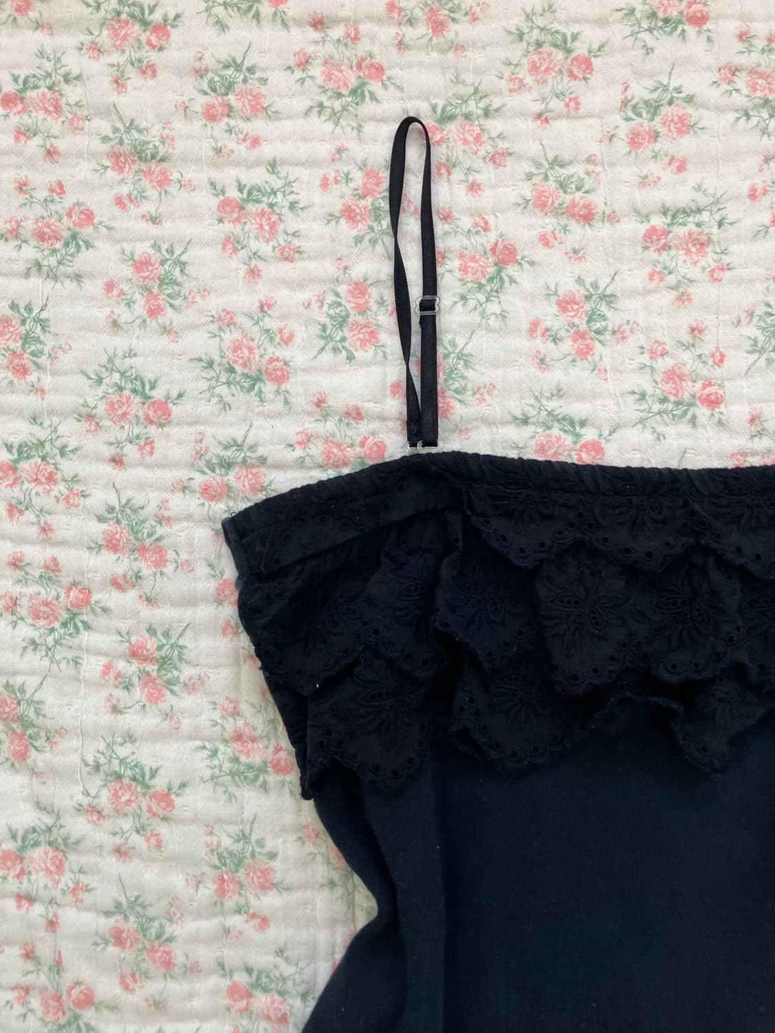 빈티지 블랙 레이스 탑 나시 1042 y2k 스트릿 갸루 펑키 일본빈티지 상품이미지4