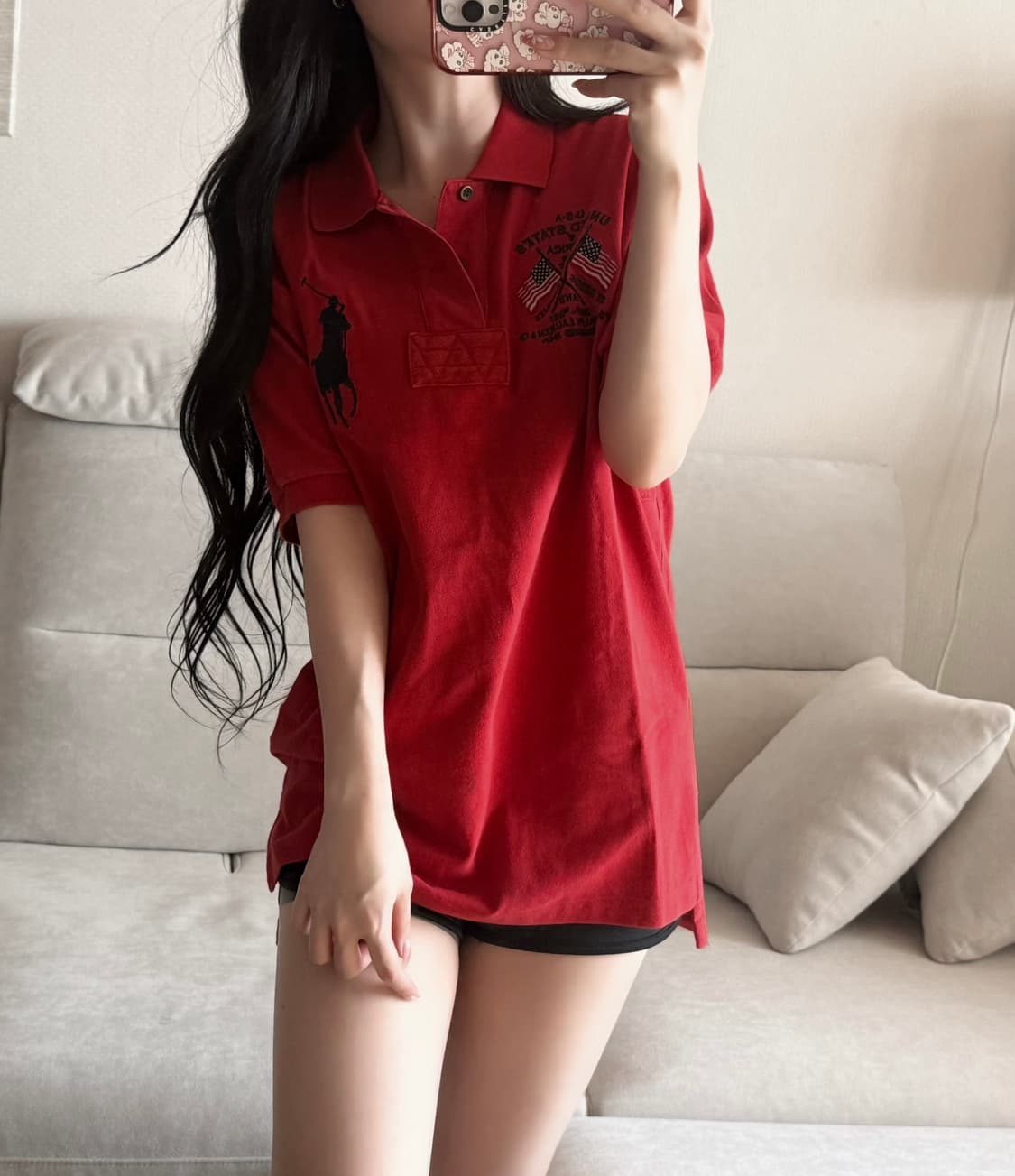 폴로 랄프로렌 빅포니 성조기 레드 네이비 반팔 상품이미지1