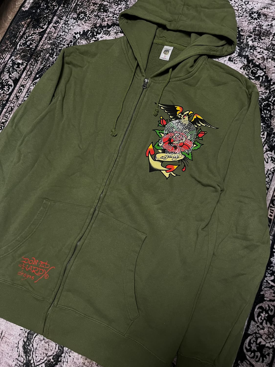 에드하디 올리브 그린 빅로고 후드집업 상품이미지3