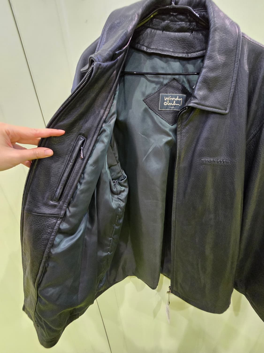 윈디클럽 블랙 가죽 자켓 100 상품이미지5