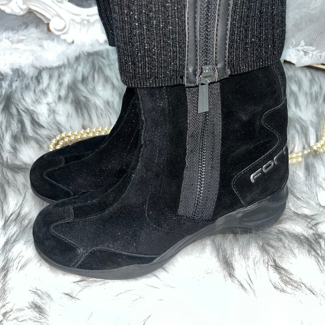 빈티지 블랙 스웨이드 복서 골지 부츠 상품이미지3