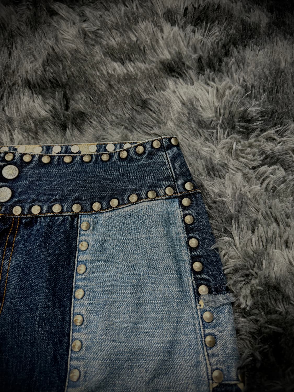 Hysteric Glamour 스터드 & 레이스업 패치워크 데님 스커트 상품이미지5