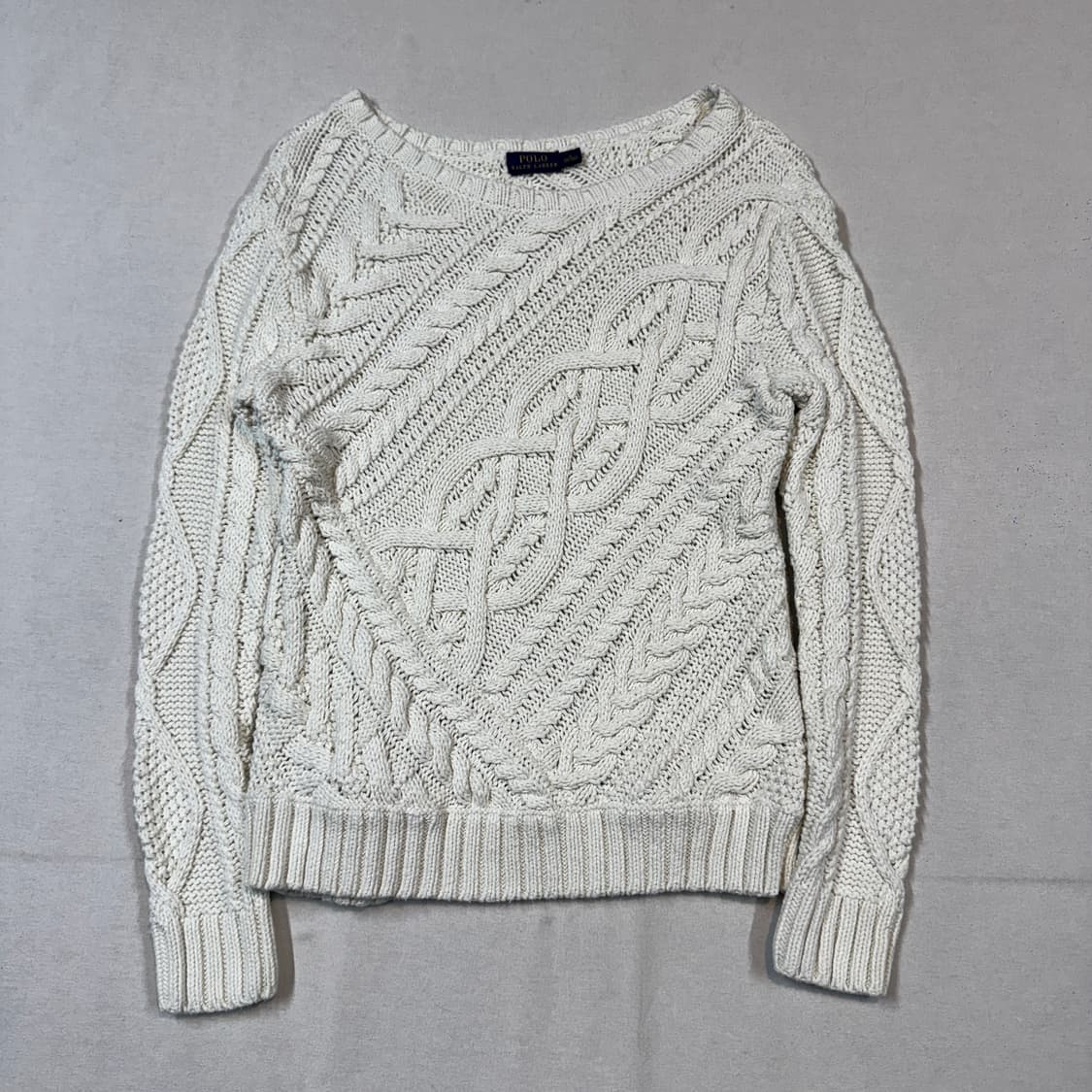 S) 폴로 랄프로렌 믹스 케이블 코튼 니트 아이보리 상품이미지1