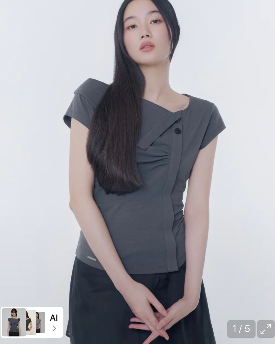 미세키서울 폴딩 카라 셔링탑 (텍O 새상품) 상품이미지1