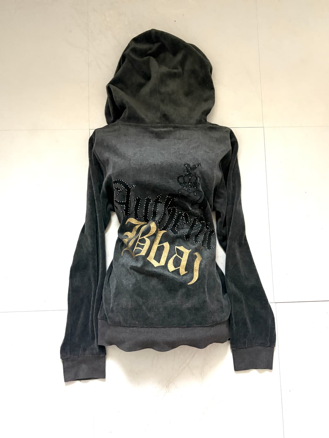 • Bang Bang Gray Velvet Hooded Zip-Up 상품이미지2