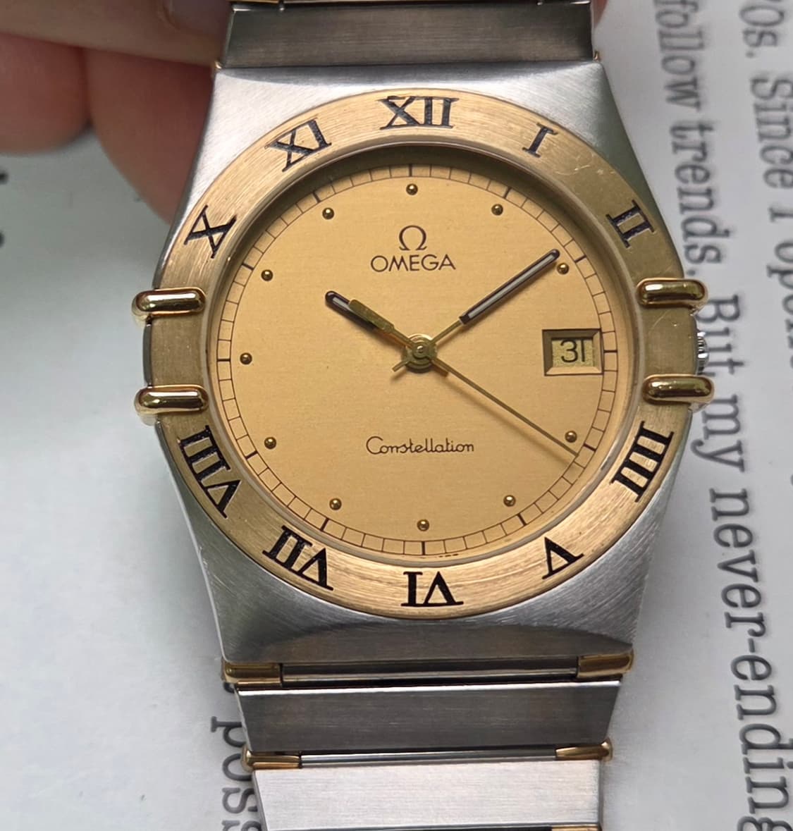 빈티지 오메가 컨스틸레이션 샴골판 골드콤비 하프바 쿼츠 남성용  상품이미지1