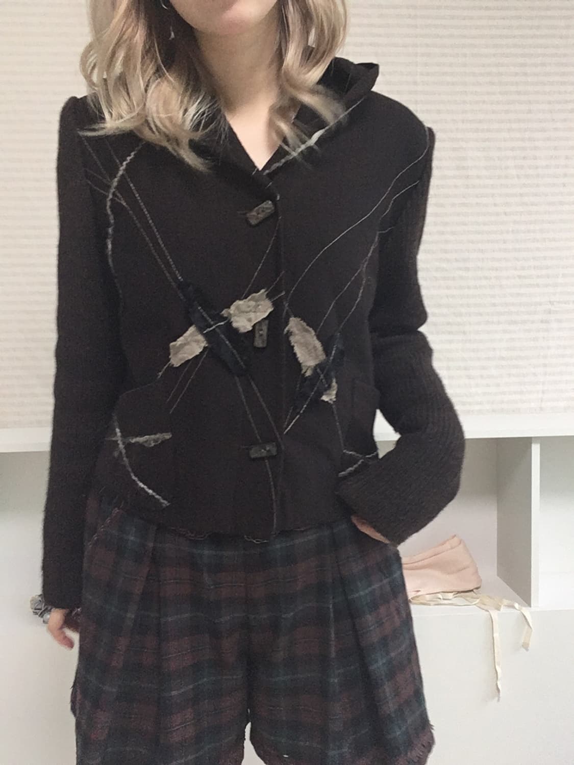 jpn vintage brown duffle patchwork hood  상품이미지2
