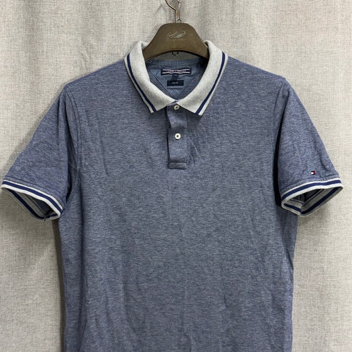 [XL] 타미힐피거 블루 면 반팔 카라티 상품이미지3