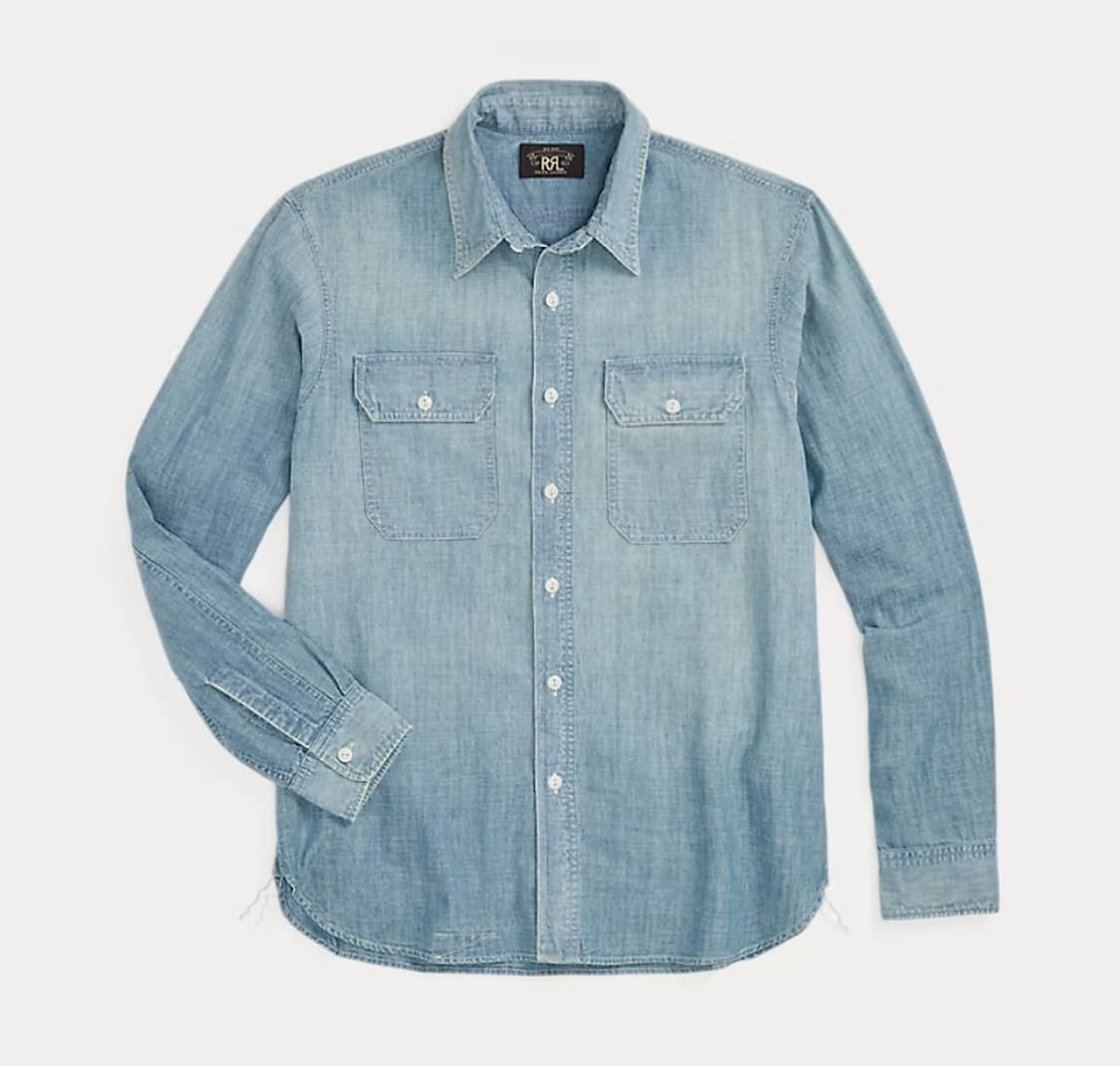 [새상품/M] RRL 인디고 샴브레이 워크셔츠 팝니다. 상품이미지1