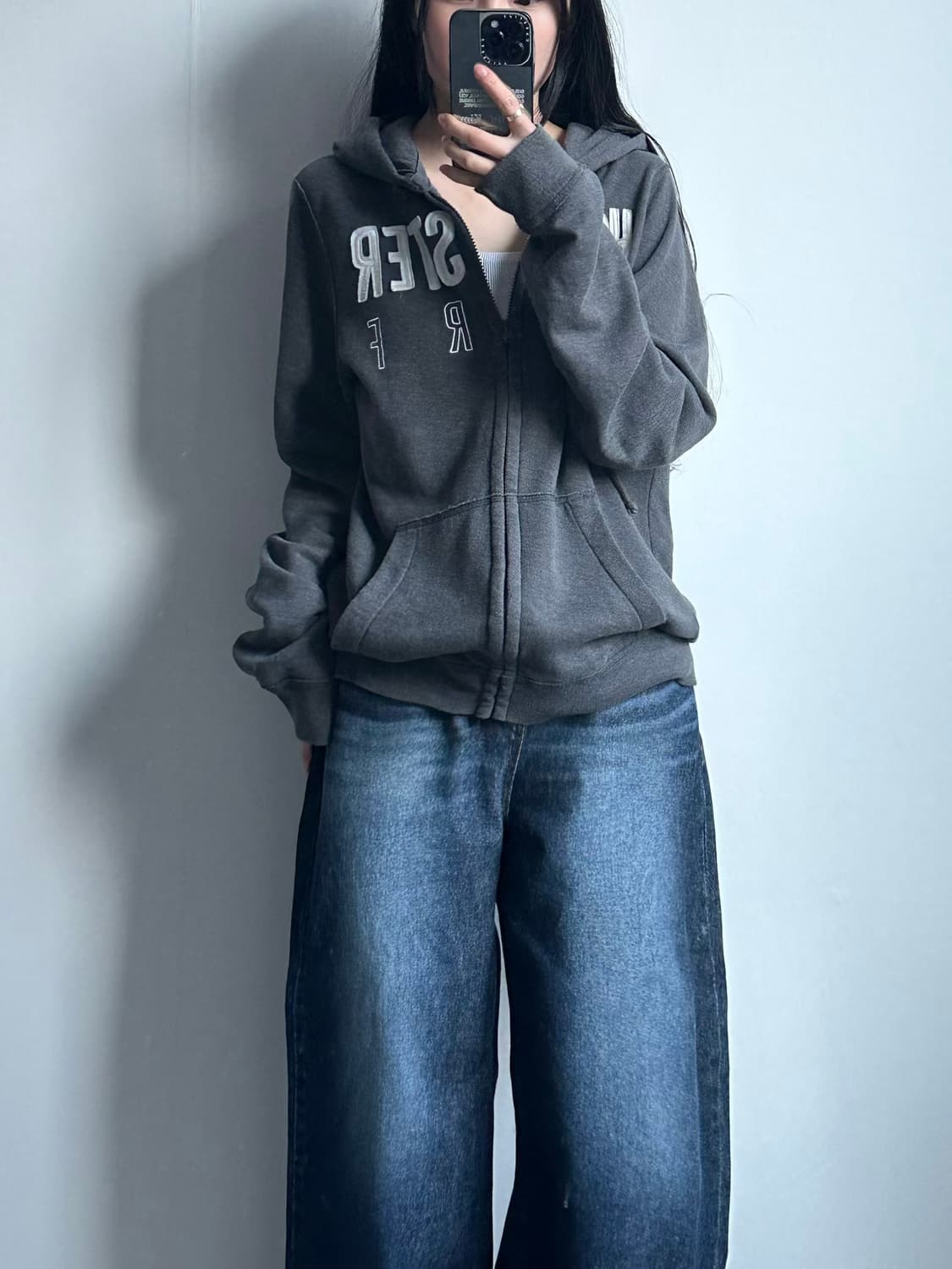 홀리스터 y2k 와투케 차콜 후드집업 상품이미지1