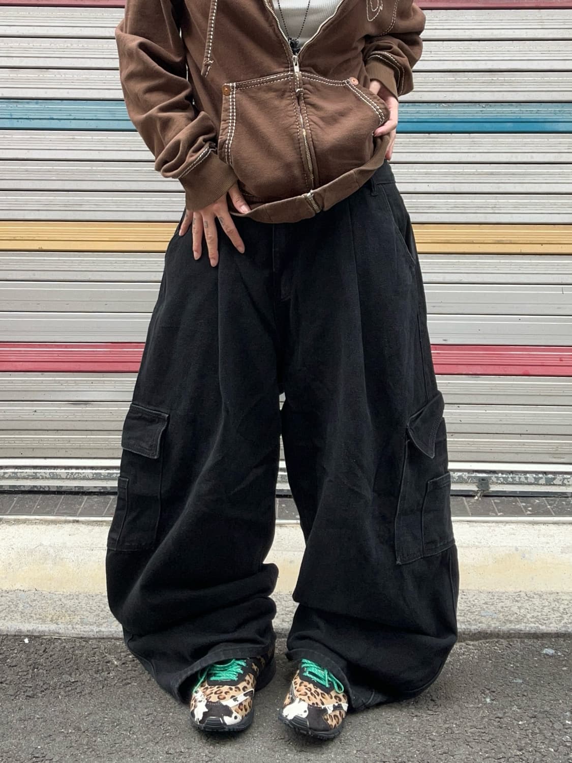 90s 올드스쿨 블랙 카고 와이드팬츠 상품이미지3