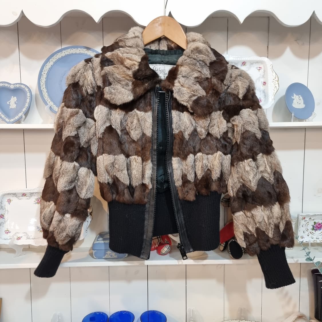 (살뤼 레 코팡) 천연모피 패치워크 숏자켓 상품이미지1