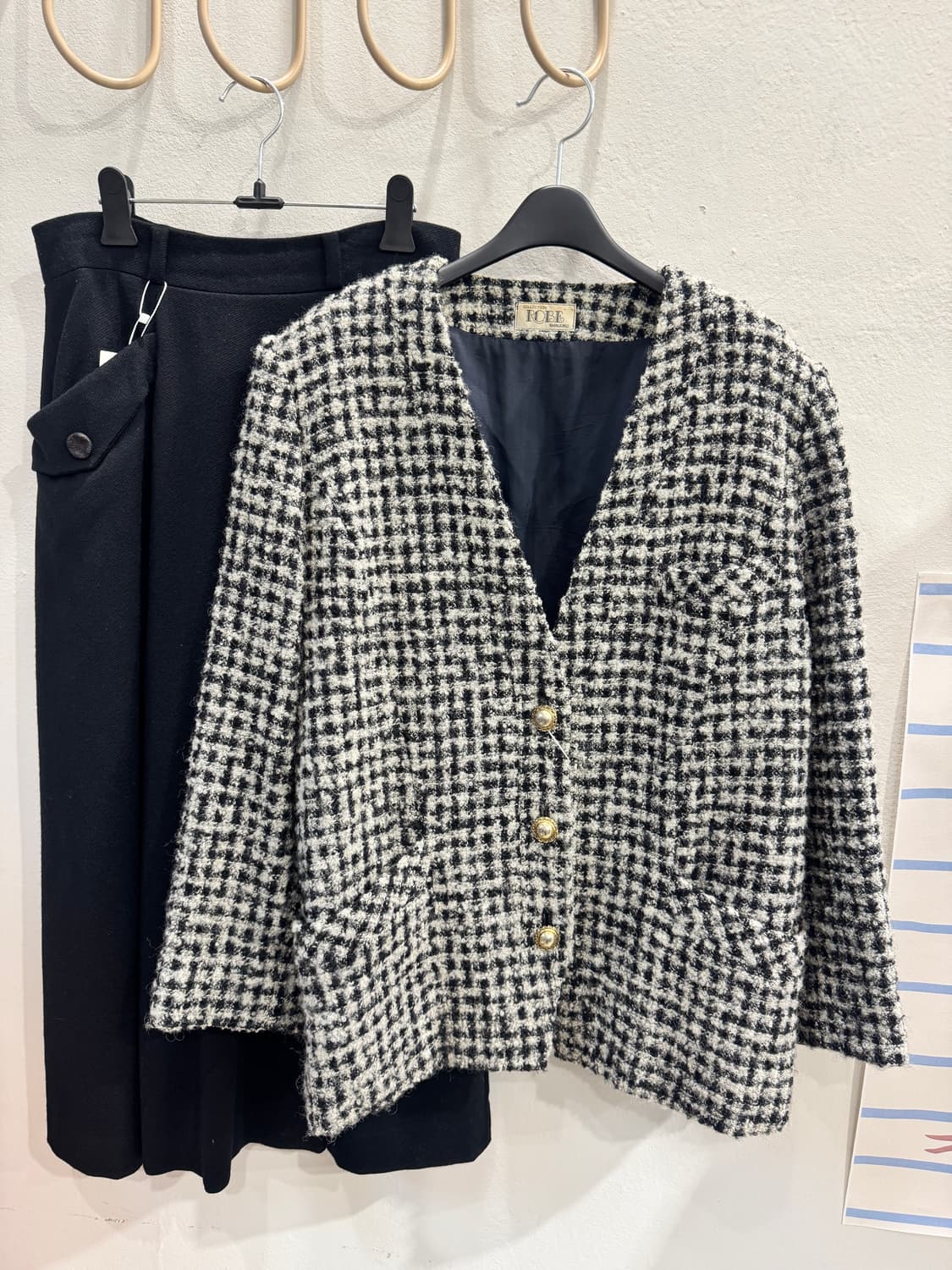 japan vintage 노카라 트위드 자켓 상품이미지1