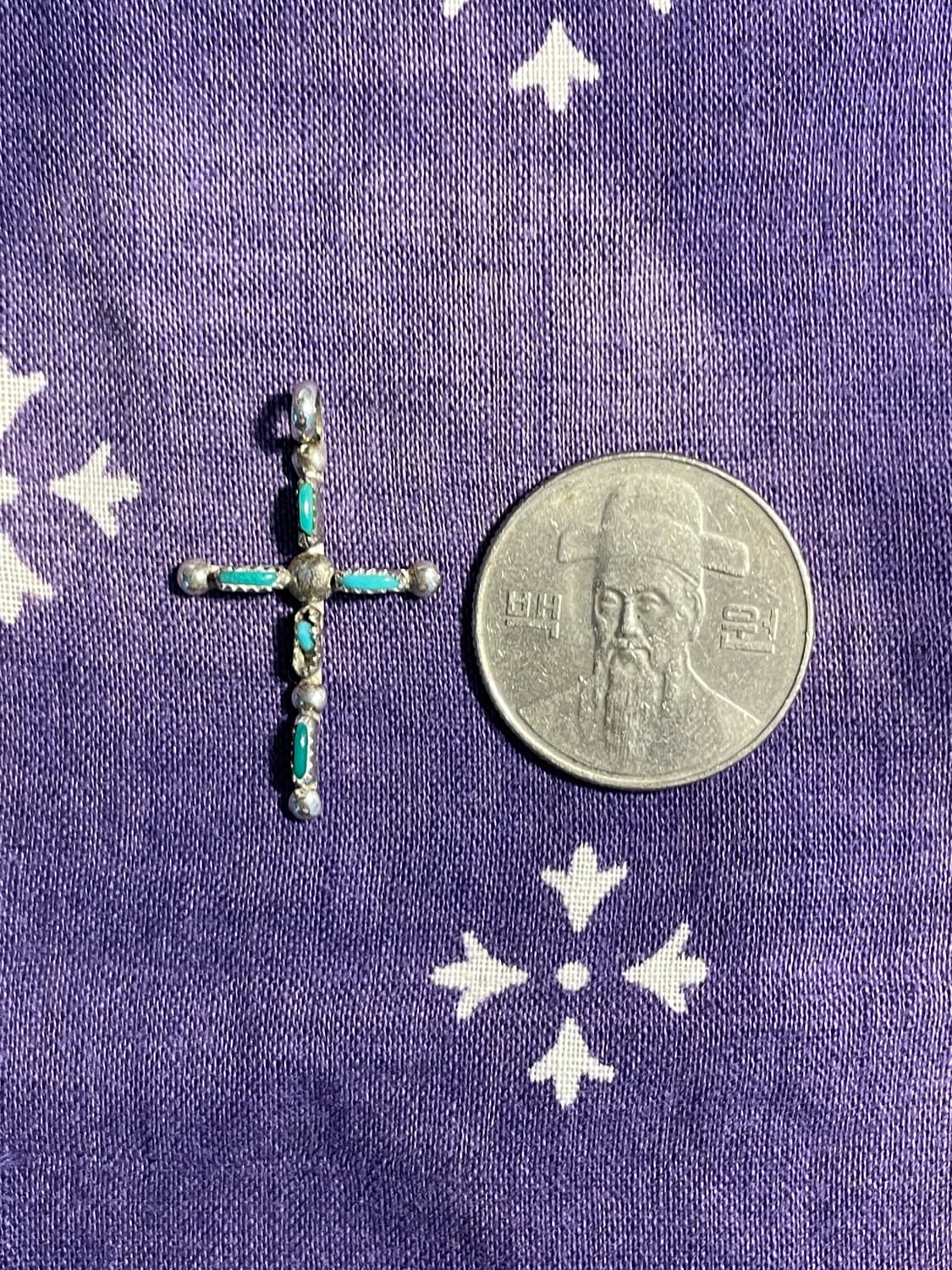 Vintage Sterling Turquoise Cross Pendant 상품이미지5