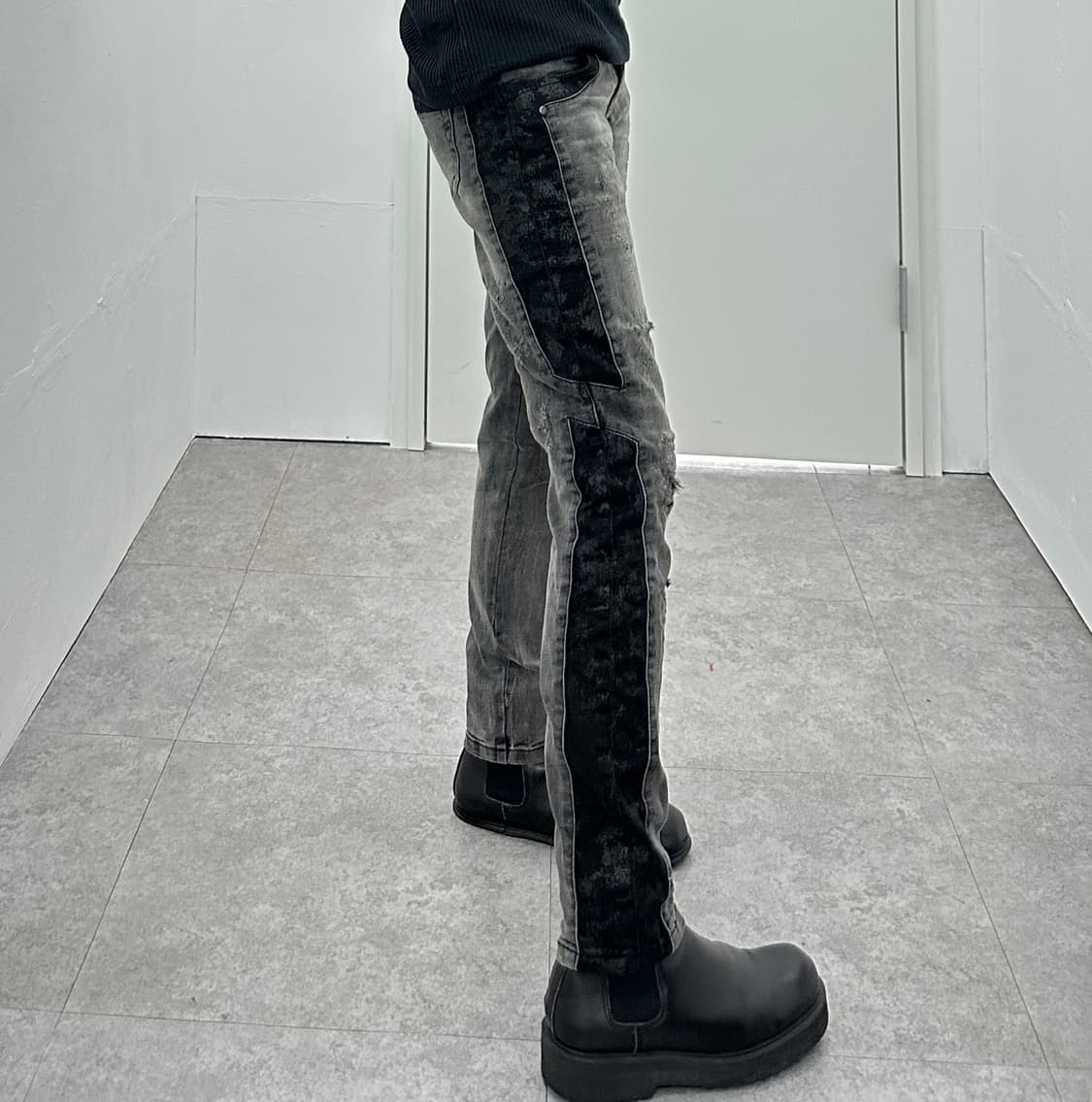 D.Demoo black distressed denim pants 상품이미지2