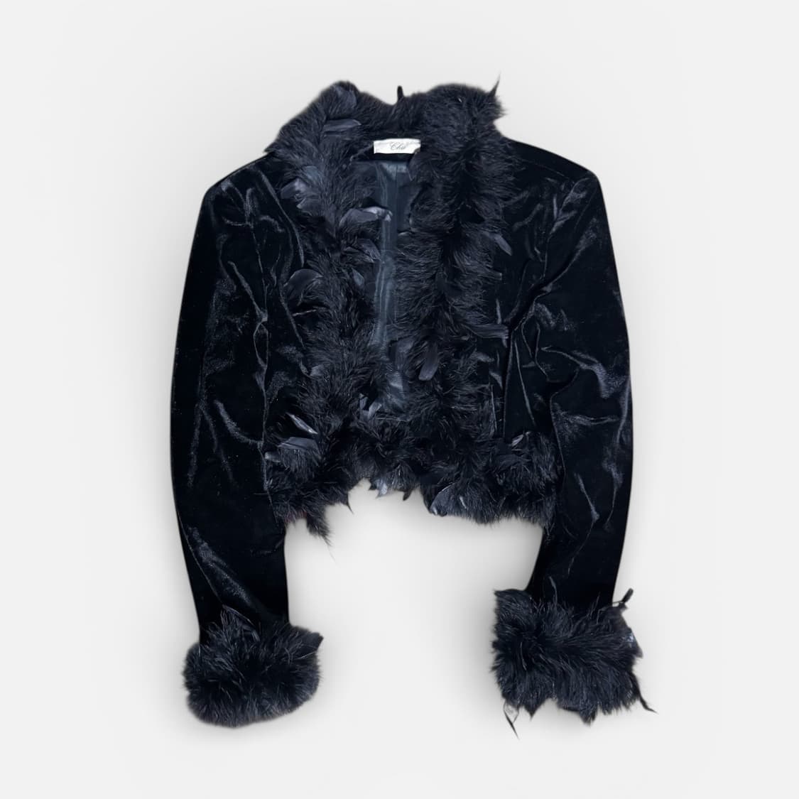Feather-Trim Velvet Bolero 상품이미지1
