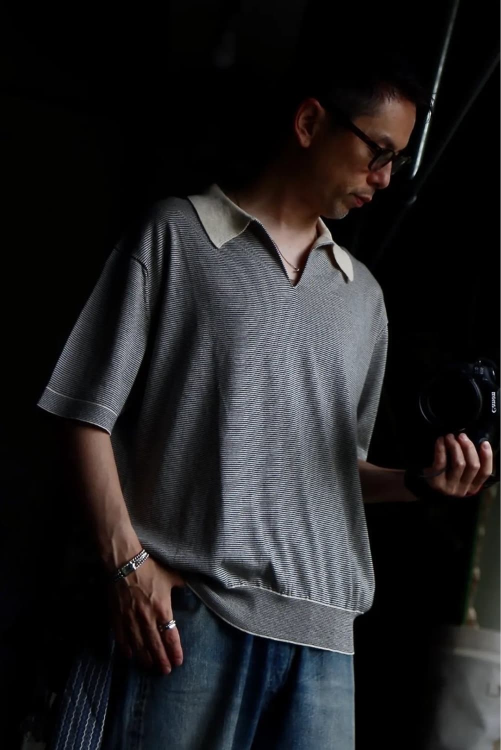 [3] 23AW 아프레쎄 S/S 하이 게이지 스키퍼 스트라이프 카라티 상품이미지5