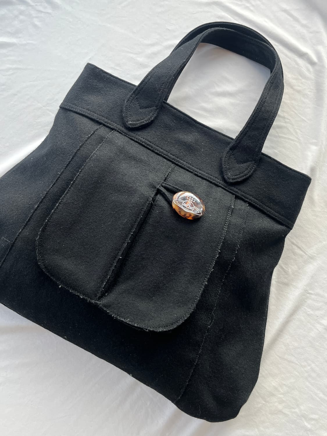 (유일매물) 비비안 웨스트우드 오브 로고 버튼 모직 토트 백 핸드 백 상품이미지2