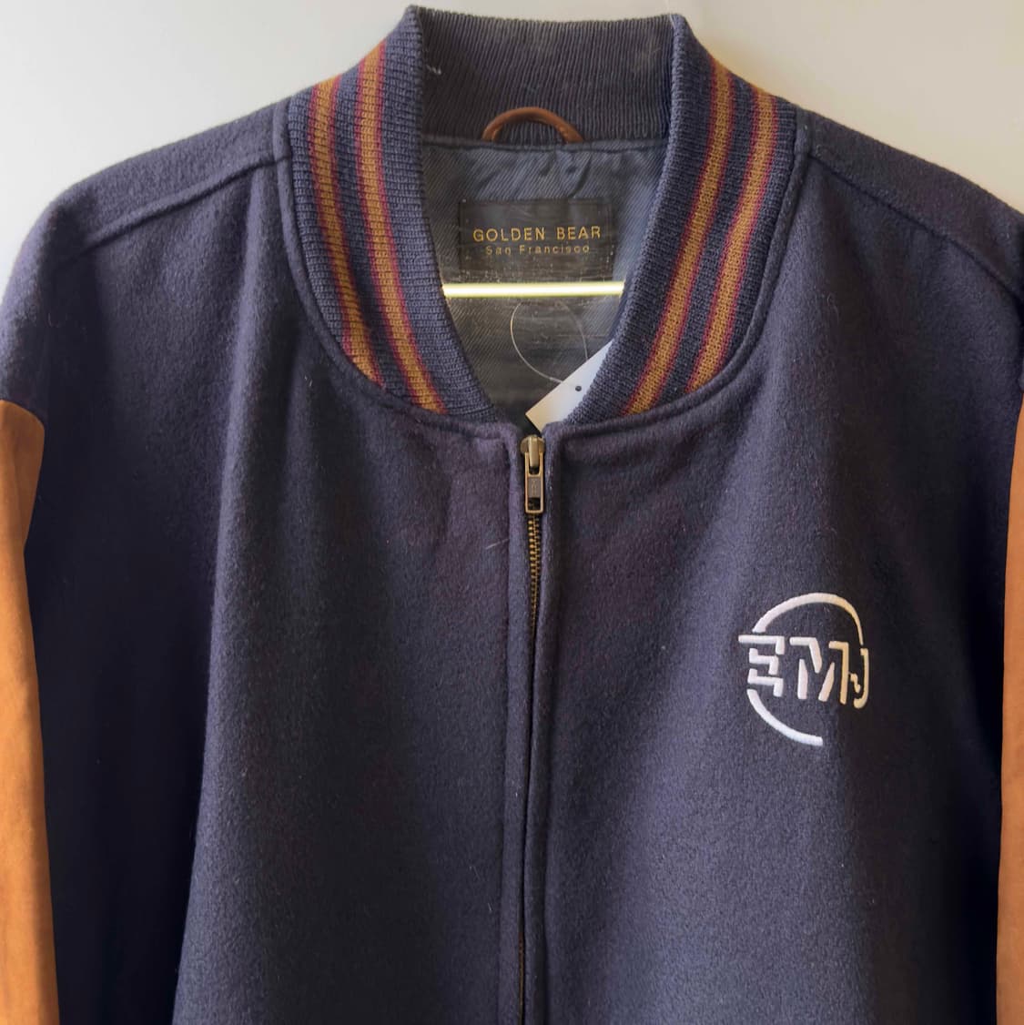 90s 골든베어 레더 바시티 자켓 USA 상품이미지2