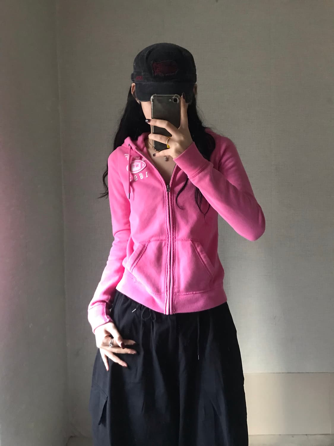 아베크롬비 핑크 슬림핏 후드집업 상품이미지2