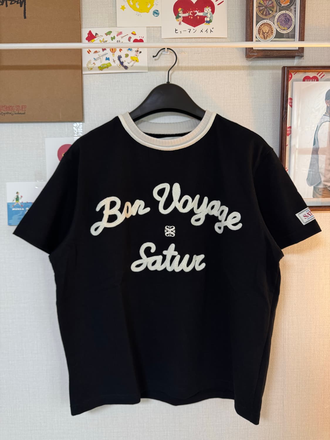 [M]세터 자수 로고 보야지 반팔 티셔츠 블랙 상품이미지1