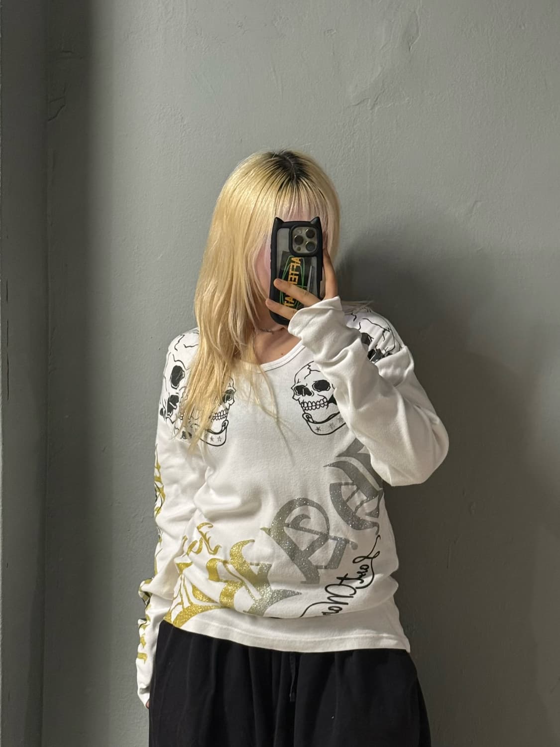 skull printing & lettering long sleeve 상품이미지2