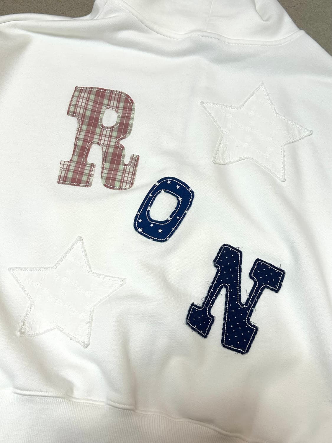 론론 패치 후드집업 화이트 상품이미지2