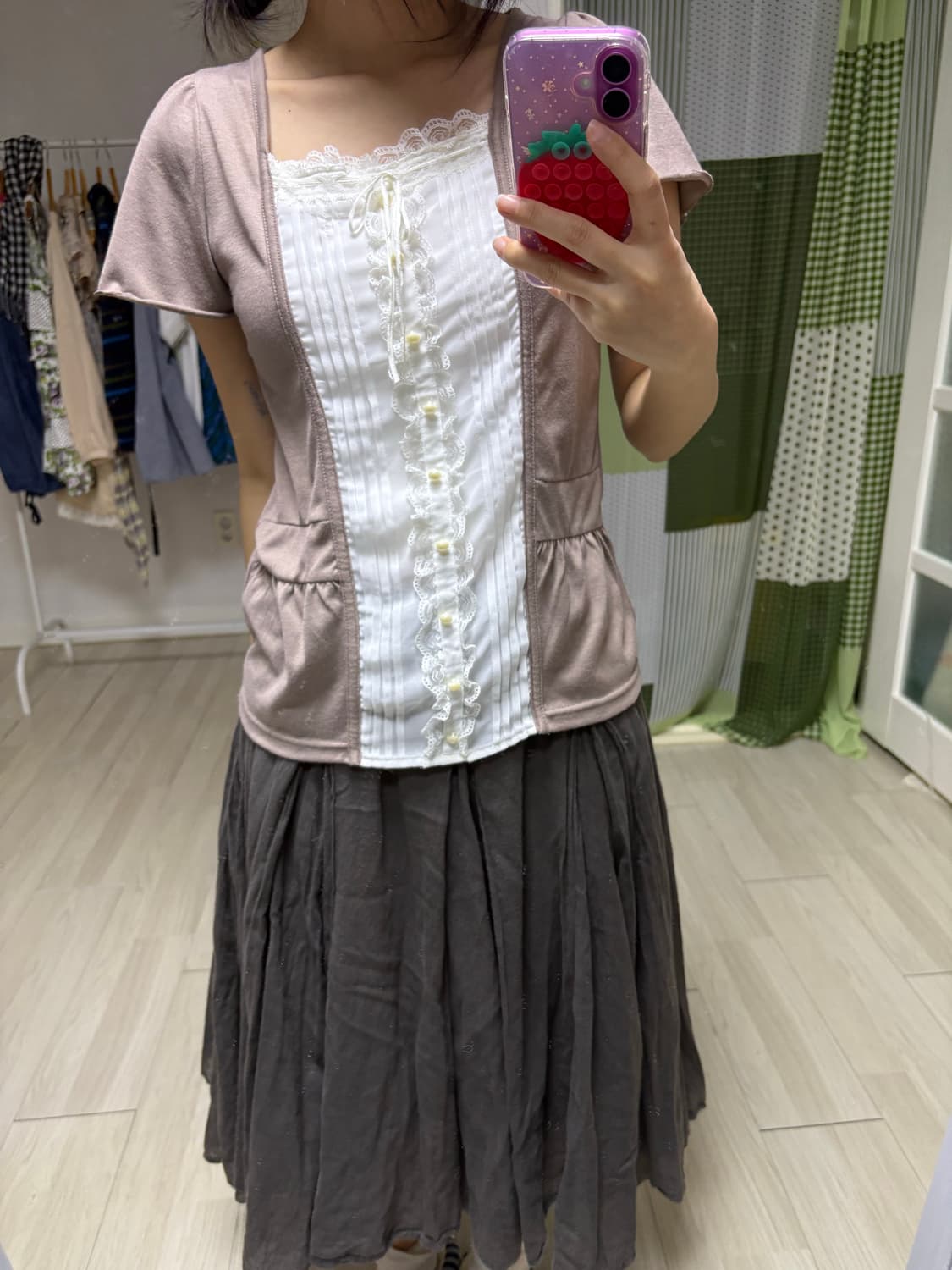 브라운 핀턱 레이어드 블라우스 상품이미지10