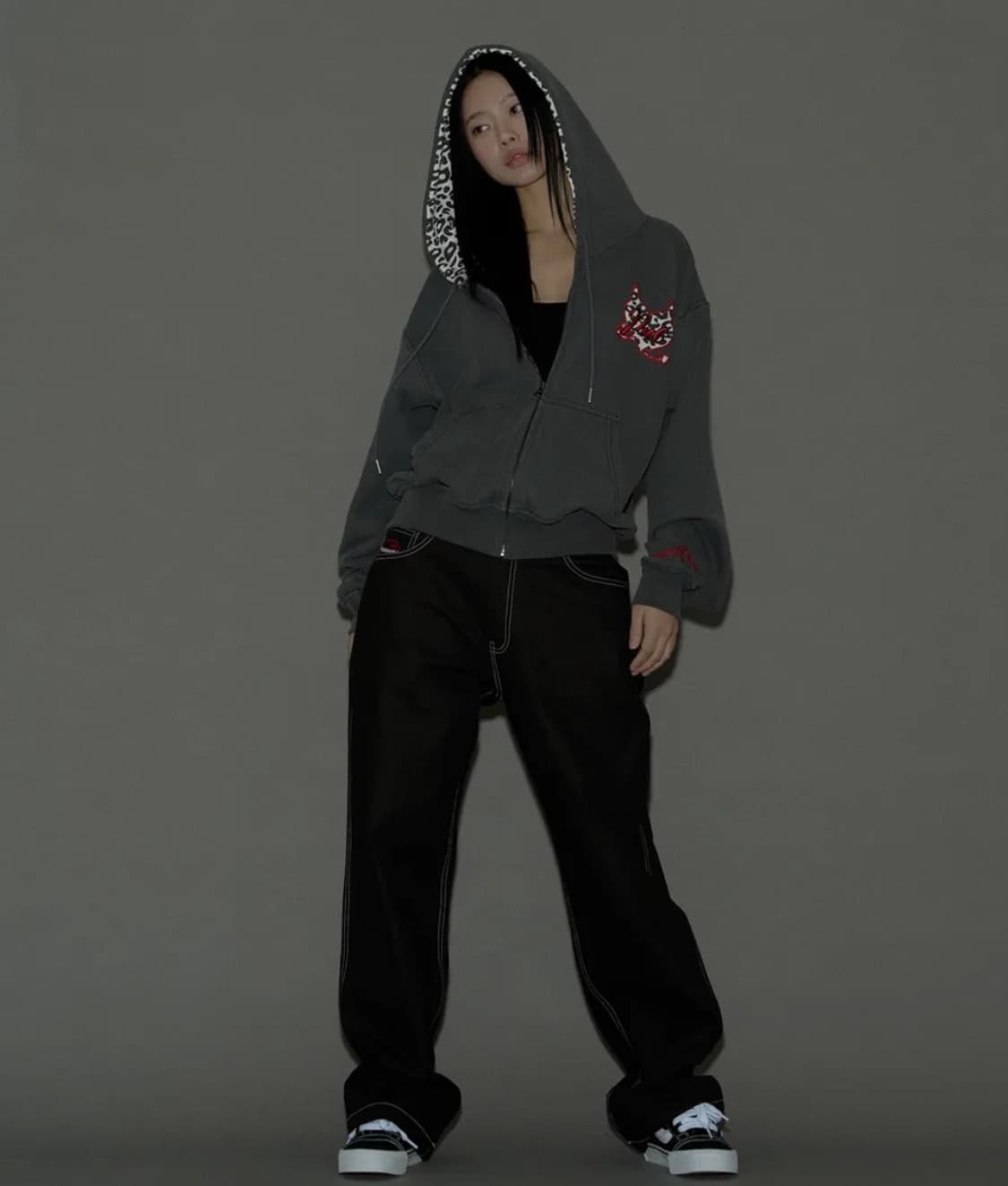 Leopard Heart Logo Hoodie Zip-Up (Washed 상품이미지2